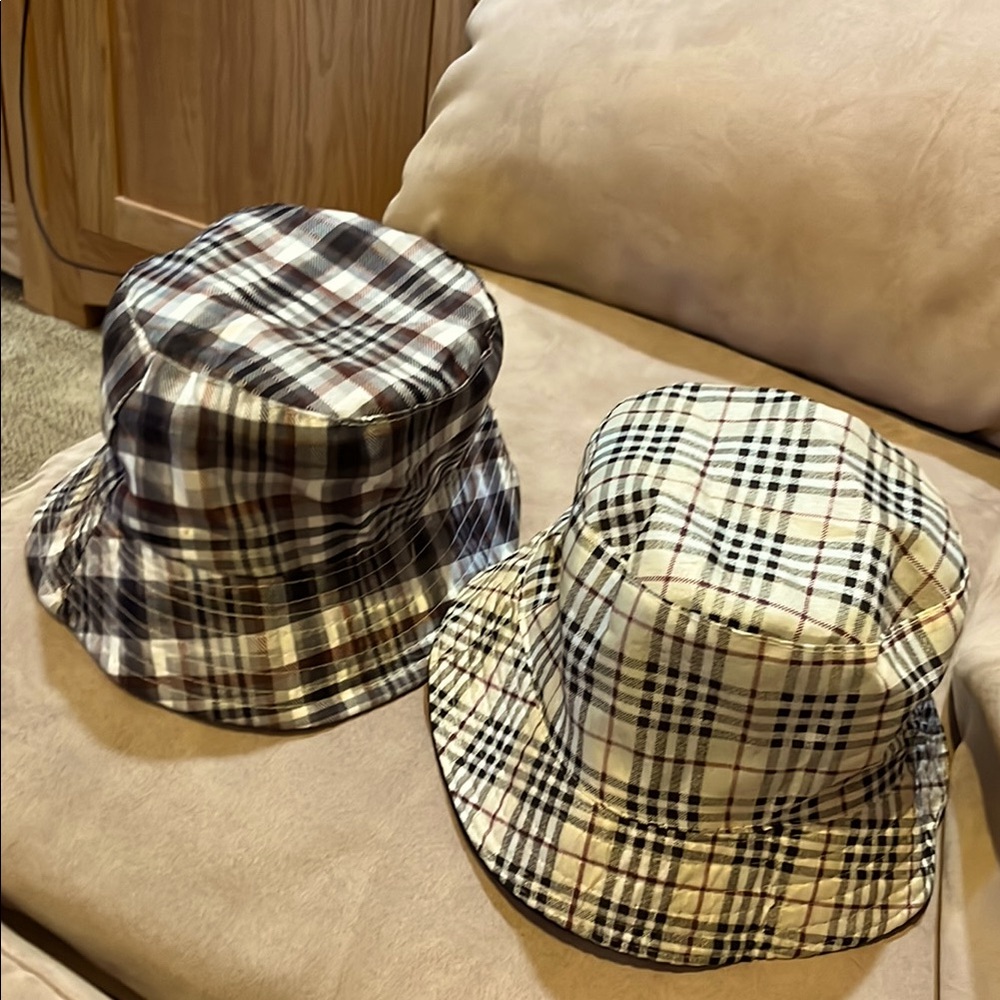 2 plaid bucket hats/ one reversible